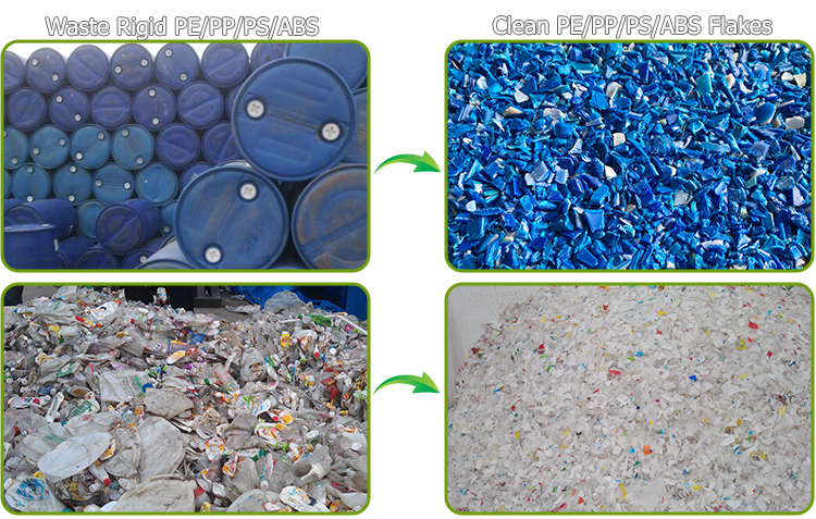 Hdpe Pp Ps Bottle Washing Rigid Pe Plastic Recycling Machine manufacture