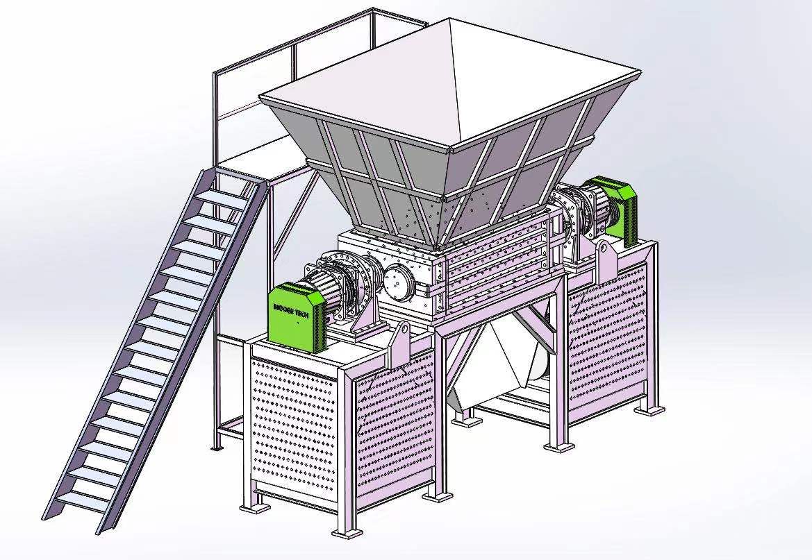 Computer Plastic Wire Mesh Double Shaft Shredder Machine factory