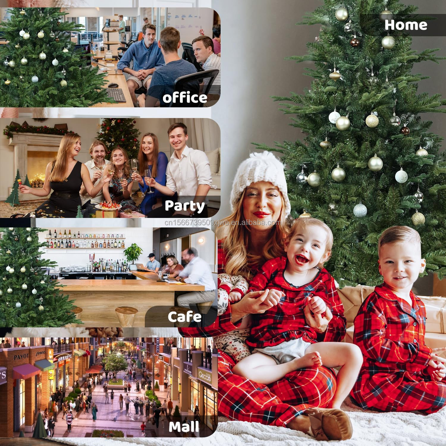 Artificial Snow Flocked Christmas Tree with Warm White Light Xmas Decoration Tree for Holiday Home Office Decor details