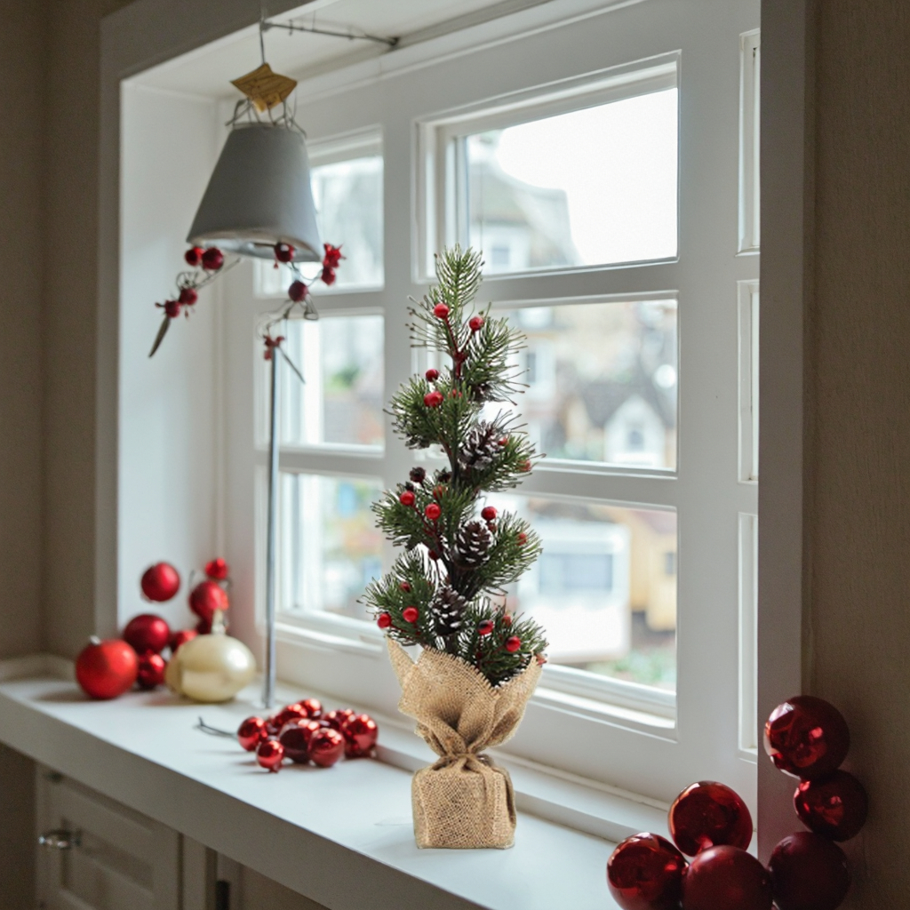 Hot Selling New 13*13*45cm PE Pine Cone Christmas Table Top Tree for Home Interior Decoration Family Desktop Ornaments-Factory details