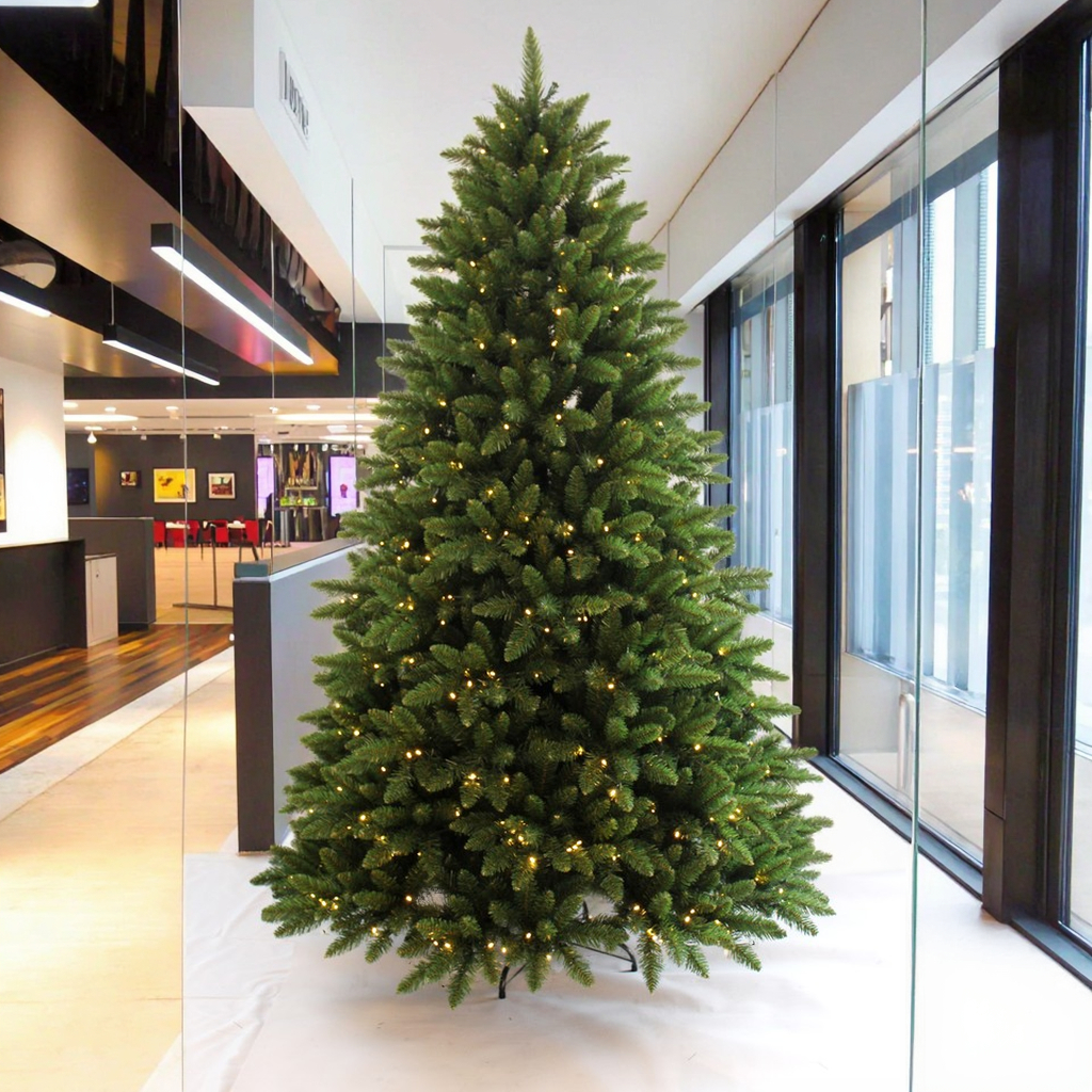 Modern Green PVC Artificial Christmas Tree with Warm White LED Lights Eco-Friendly Pre-Lit Customizable Size Wholesale Price factory