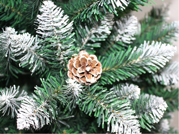Promotional Cheap Artificial Christmas PVC Tree with White Glitter and Pine Cone Silver Berry for Home Office Holiday Decor factory