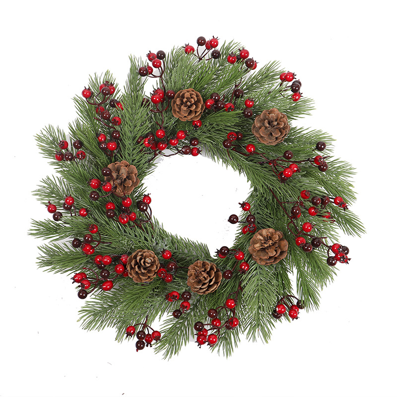45cm Artificial Christmas PE Decoration Wreath with Berry for Shopping Mall Window Decoration Xmas Decorations Door Hanging details