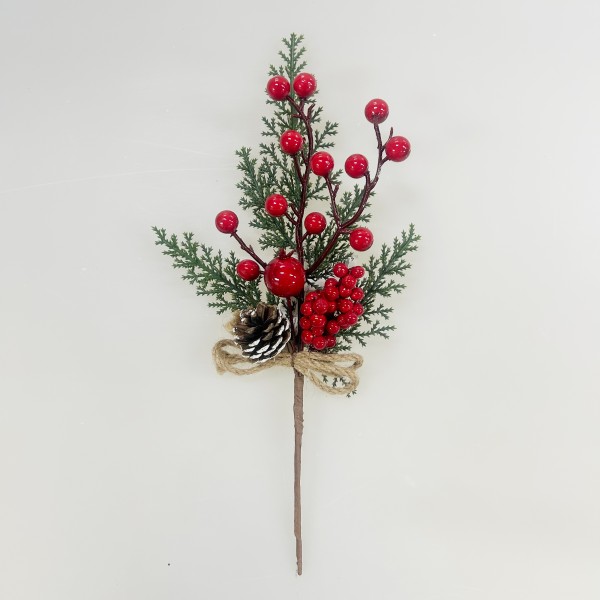 Yiwu Factory Direct 31cm Christmas Tree Decor Picks Red Berry Pine Cone Christmas Decorations Wholesale manufacture