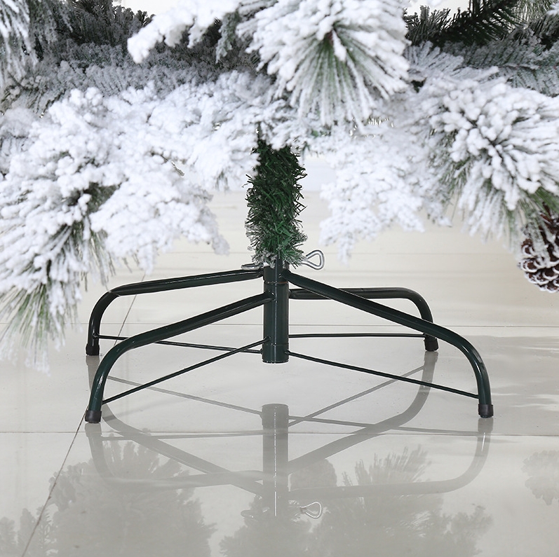 Luxury Yiwu Merry Tree 210cm Standing Christmas Tree Hinged Base Artificial Snow Flocked Customizable for Home Office Decor details