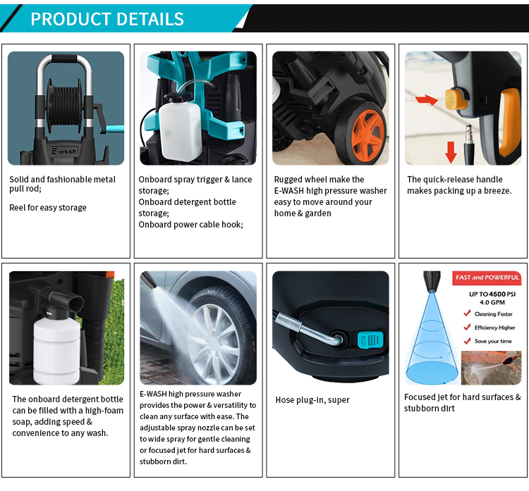 High Power Jet Spraying Nozzle 3 in 1 High Efficiency High Pressure Washer Accessories for Retail Wholesale supplier