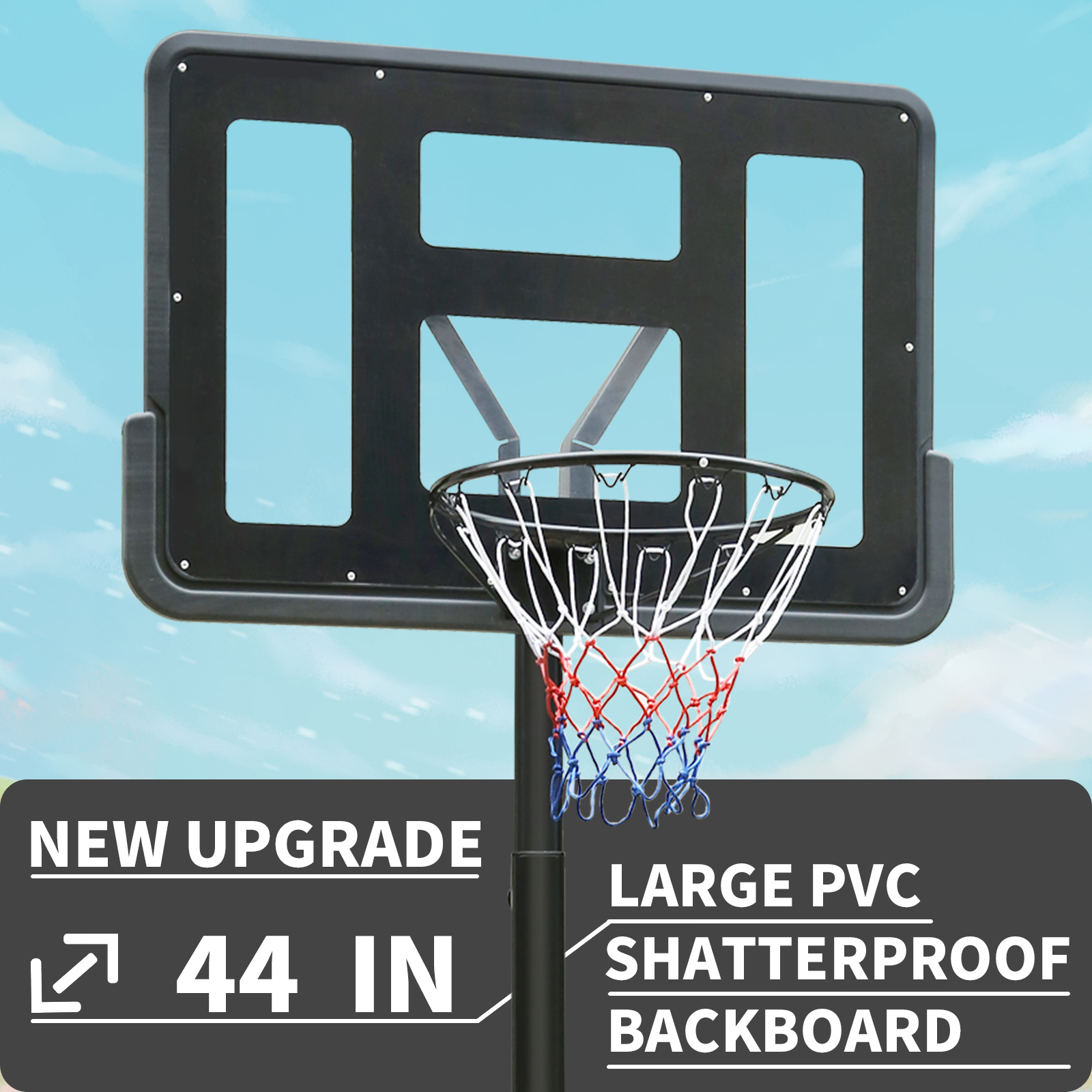 IUNNDS Youth Height Adjustable Basketball Hoop Outdoor, Basketball Goal With 44'' Backboard Portable Basketball Goal System factory
