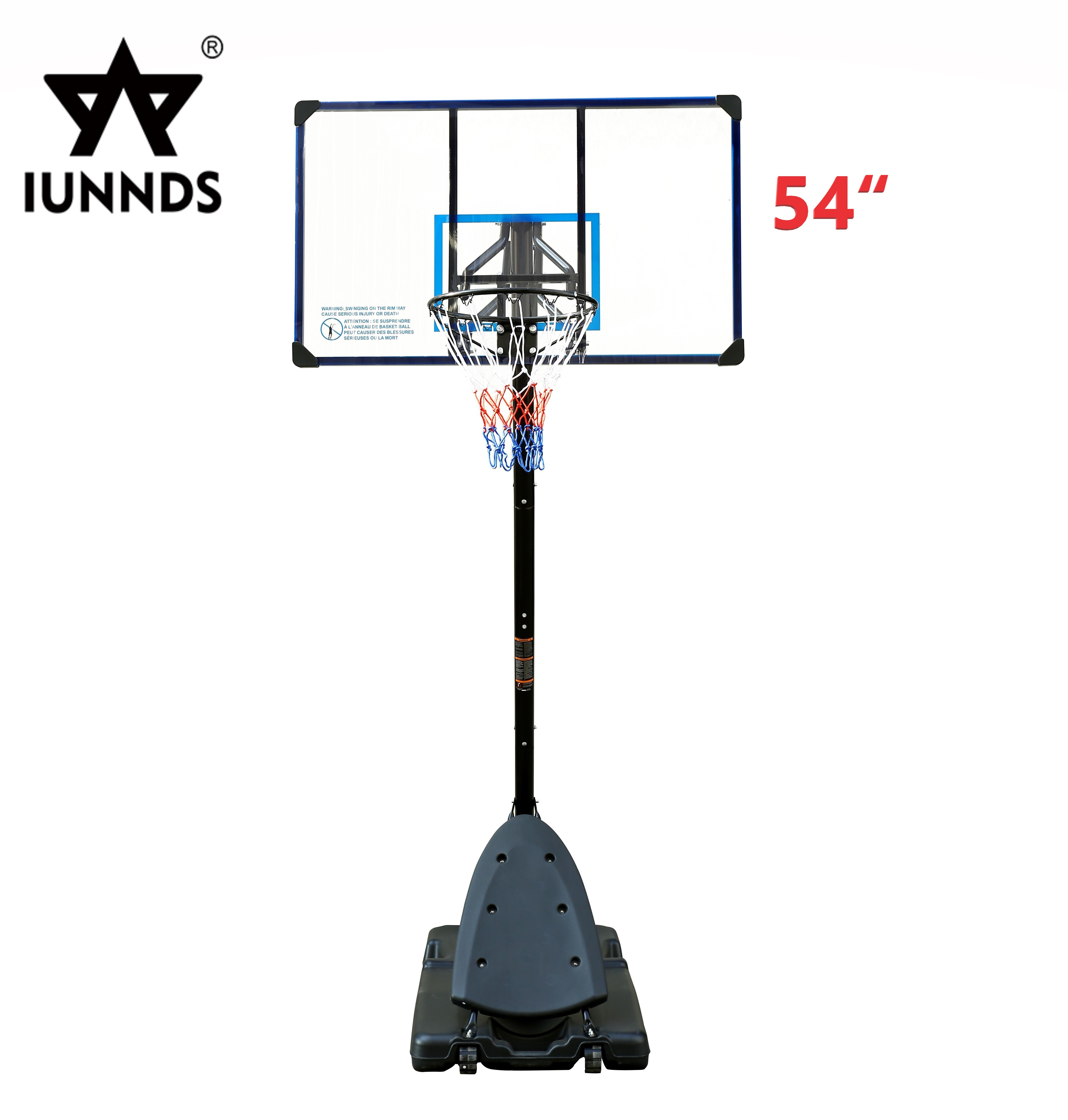 IUNNDS 54 Inch Portable Basketball System Portable Basketball Stand 54 Inch PC Backboard manufacture