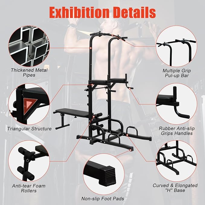 IUNNDS Home Gym Equipment Multi-Function Power Tower Adjustable Pull up Bar Dip Power Rack Strength Workout Station manufacture
