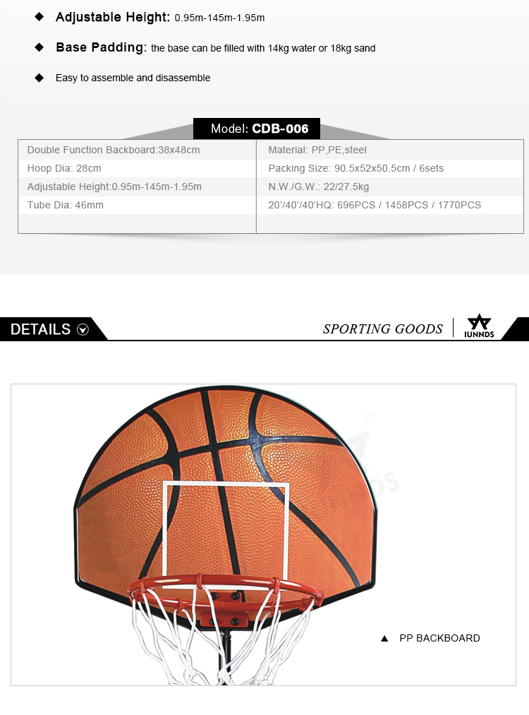 IUNNDS Children Toys Training 2-1 Function Backboard Kids Basketball Hoop Stand With Nets supplier