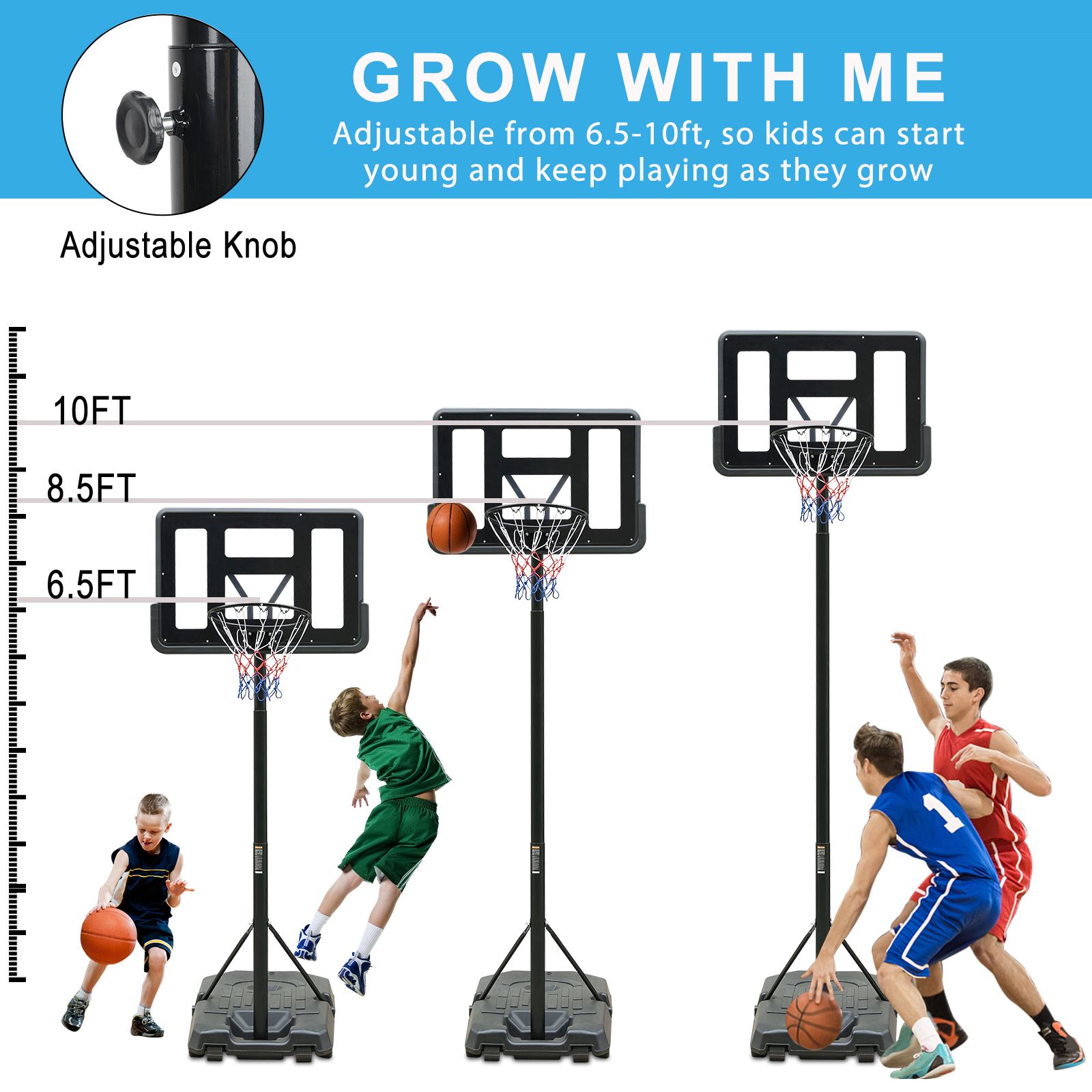 IUNNDS Youth Height Adjustable Basketball Hoop Outdoor, Basketball Goal With 44'' Backboard Portable Basketball Goal System supplier