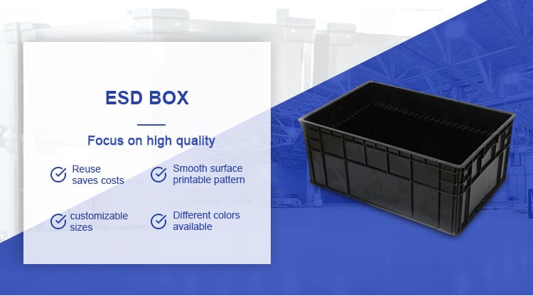 Factory Black PCB Packing Storage Component Container Plastic Circulation Bin Conductive Tray Antistatic Bin Box manufacture