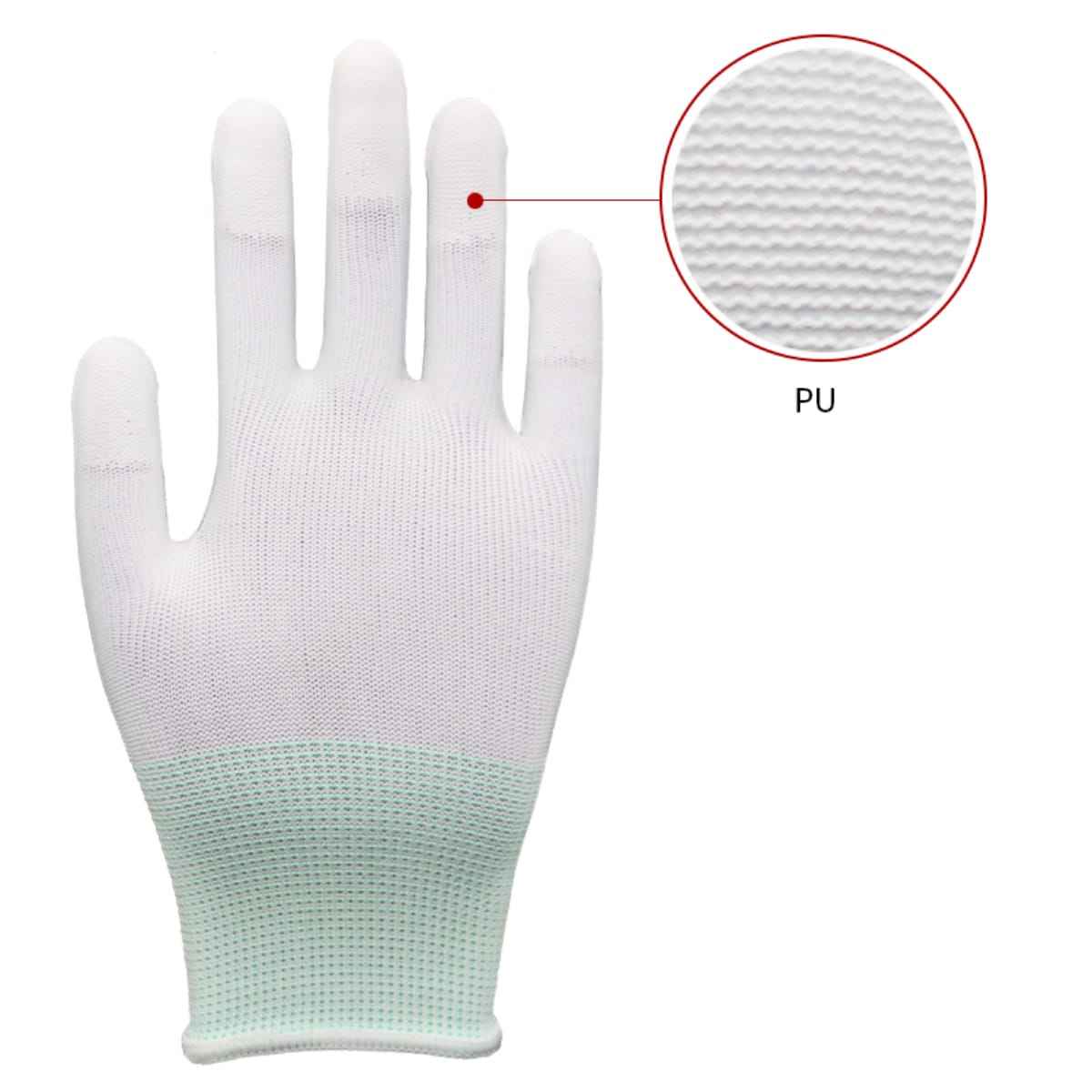 ESD PU Palm Gloves Anti-Static Conductive Coated Nylon Work Gloves details