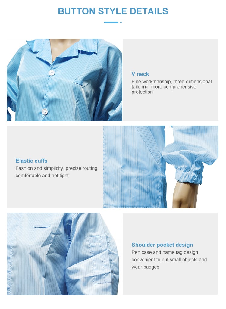 ESD Smock Cleanroom Clothing Antistatic Workwear Lab Esd Jacket manufacture
