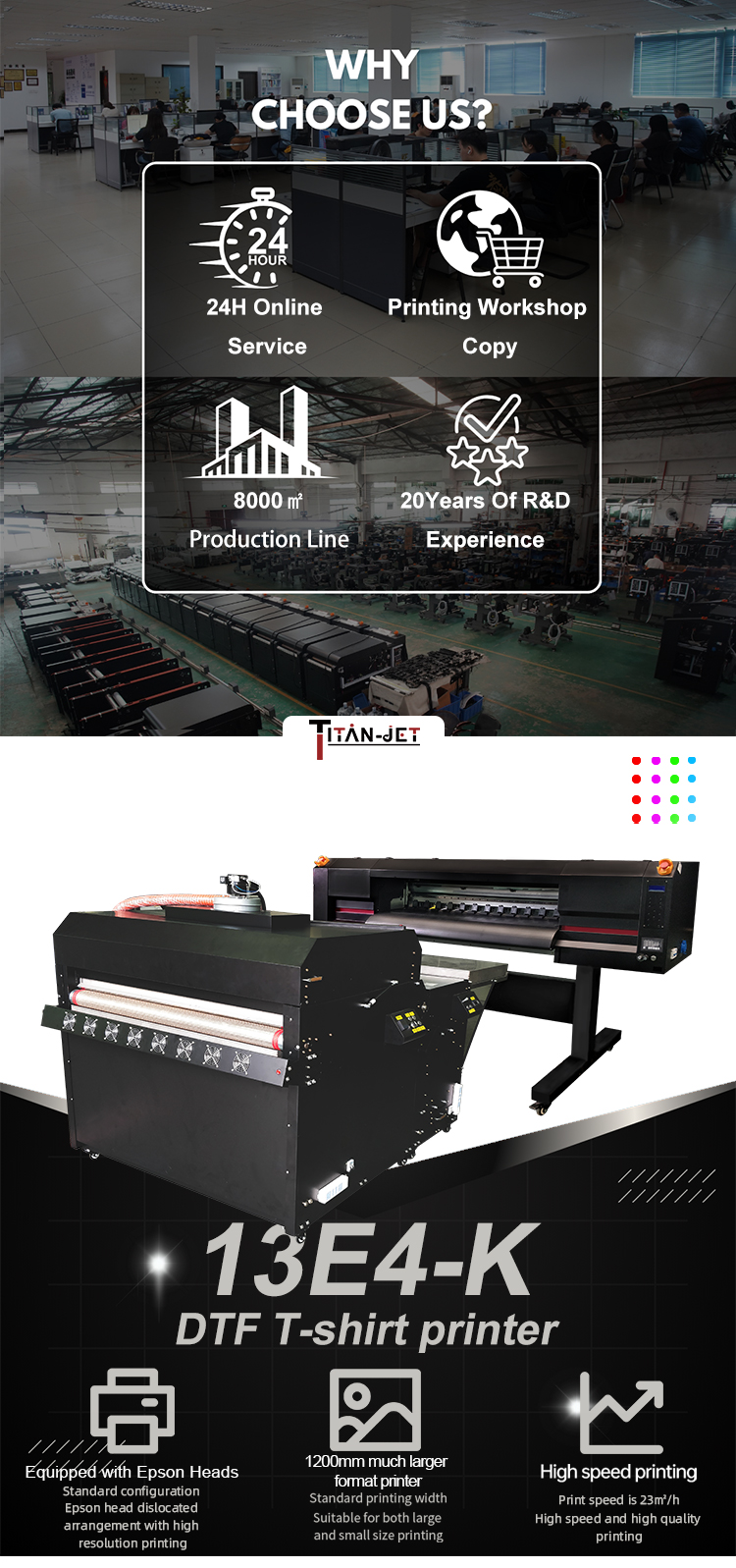 I3200 DTF Industrial 4-Head T-Shirt Flatbed Printer with 120cm Shaker New Condition Includes Technical Support manufacture