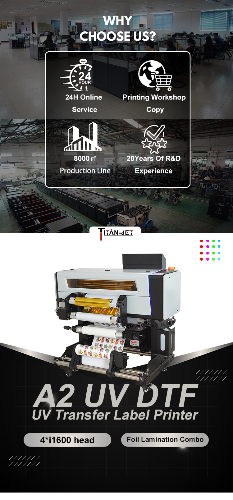 Automatic 40cm UV DTF Printer for Phone Cases Acrylic Souvenirs Pens AB Films A2-New Condition UV Ink manufacture