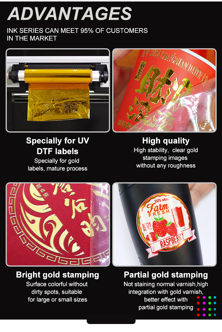 DTF 75 Micron Gold Golden Silver Rose Gold Rose Red Multi Color Film Gold DTF Film Silver Color for DTF Printer Stamping Foil supplier