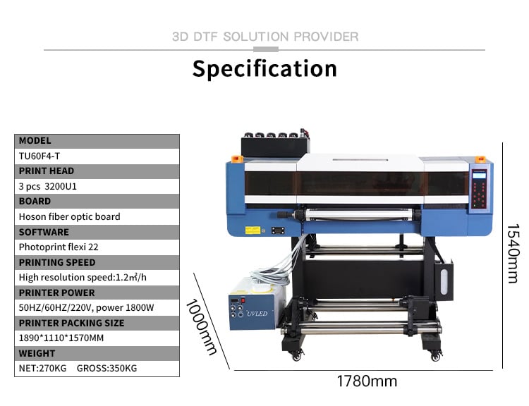 High Quality Manufacturer Supplier 3200U1 Head DTF Printers DTF Roll to Roll Printer 3D Printer Embroidery Machine factory