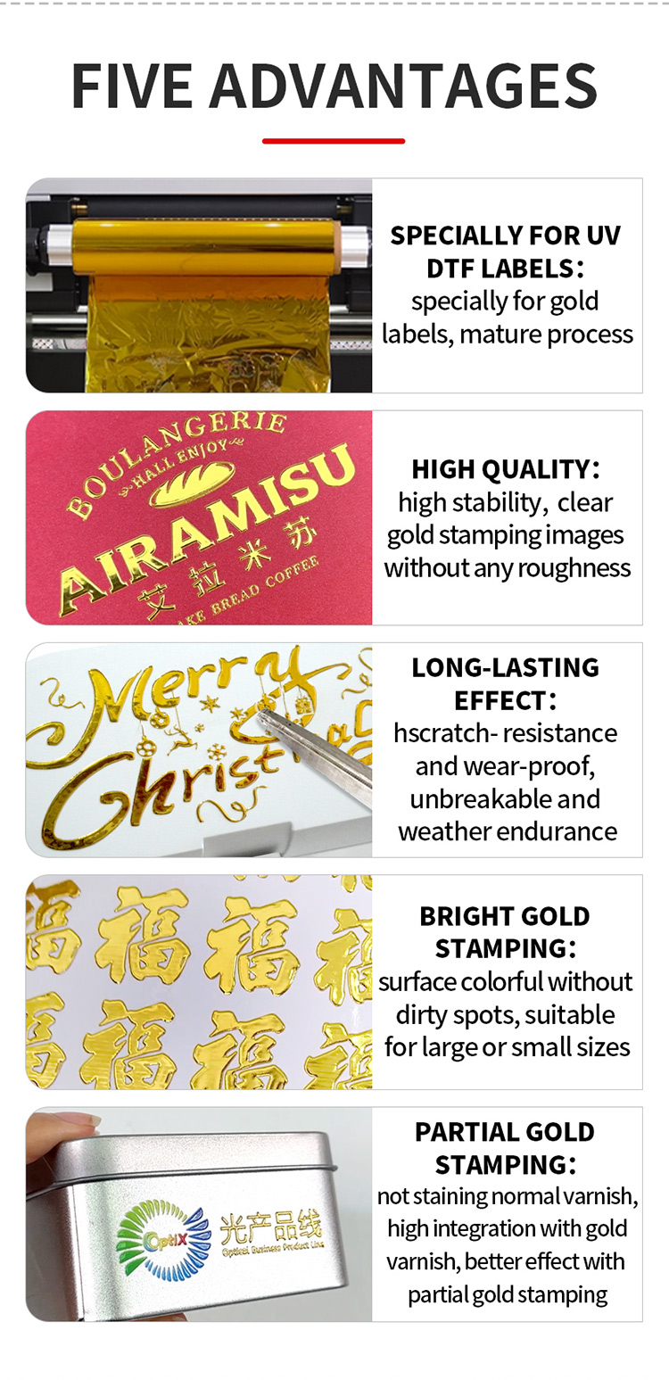 Hot Gold Foil Hot Silver DTF Foil Suitable for UV Cover Film Heat Transfer Gold Foil factory