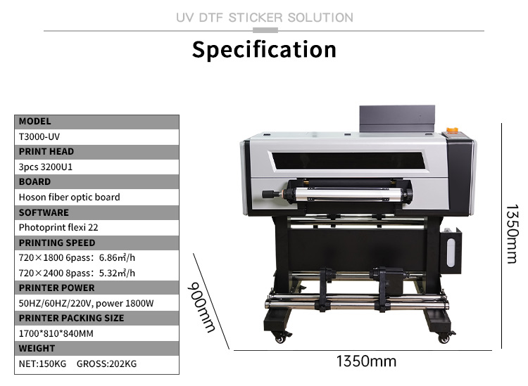 High-Speed A2/A3 UV DTF Printer for Sticker Label on Bottle Cup Glass with Roll-to-Roll Automatic Laminator details