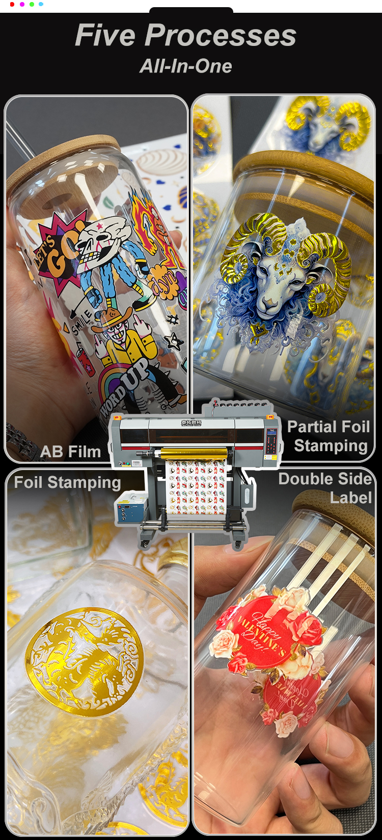 Titanjet UV Printer DTF With Two Printing Technologies Equipped With Four Epson Printing Heads Used for Various Packaging Labels factory