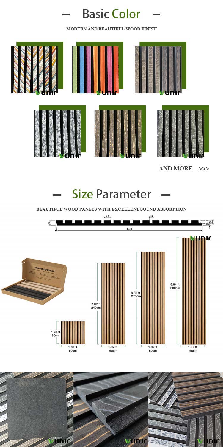 Colorful Acoustic Ceiling Panel with Veneers Durable Wood Slat Panels for Hotel Use factory
