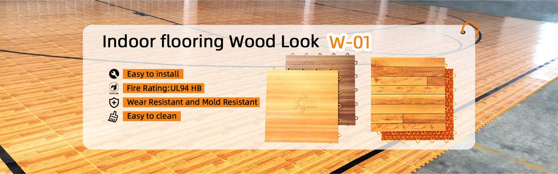 W-01 pp tiles sports flooring Indoor flooring Wood Look basketball court flooring factory