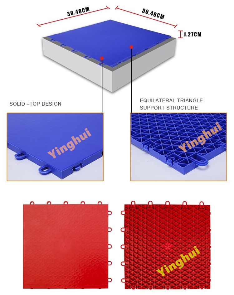 I-03 Customized pp indoor flooring interlocking multipurpose sports floor plastic tiles details