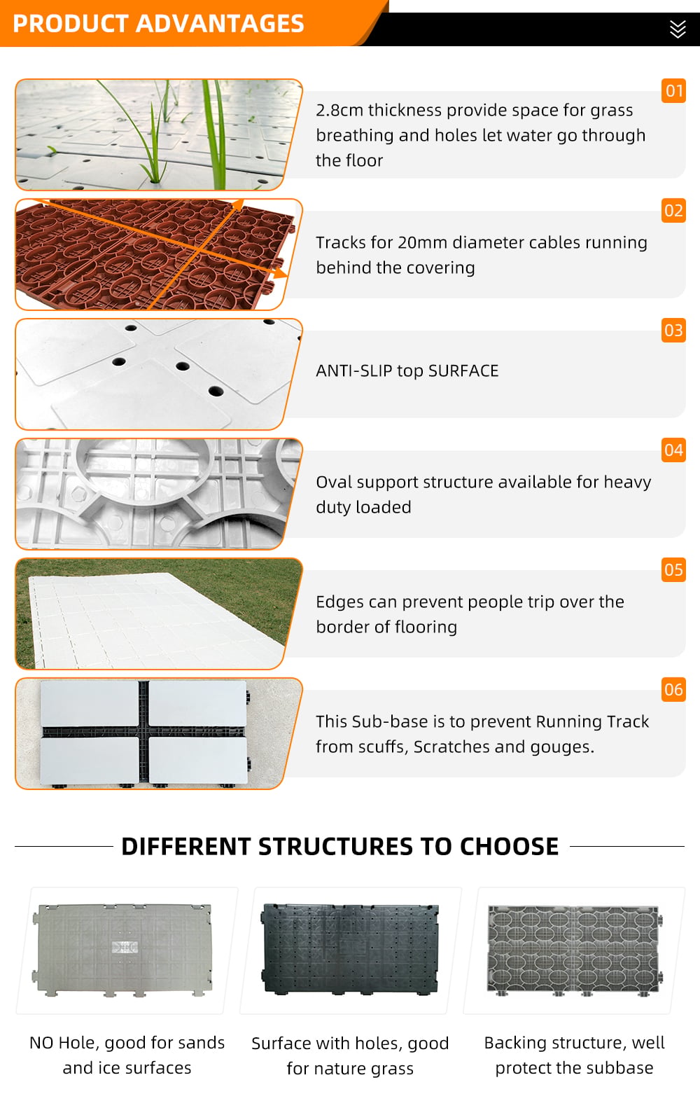 T-03 event deck portable floor modular event deck flooring for protection turf and grass in stadium details