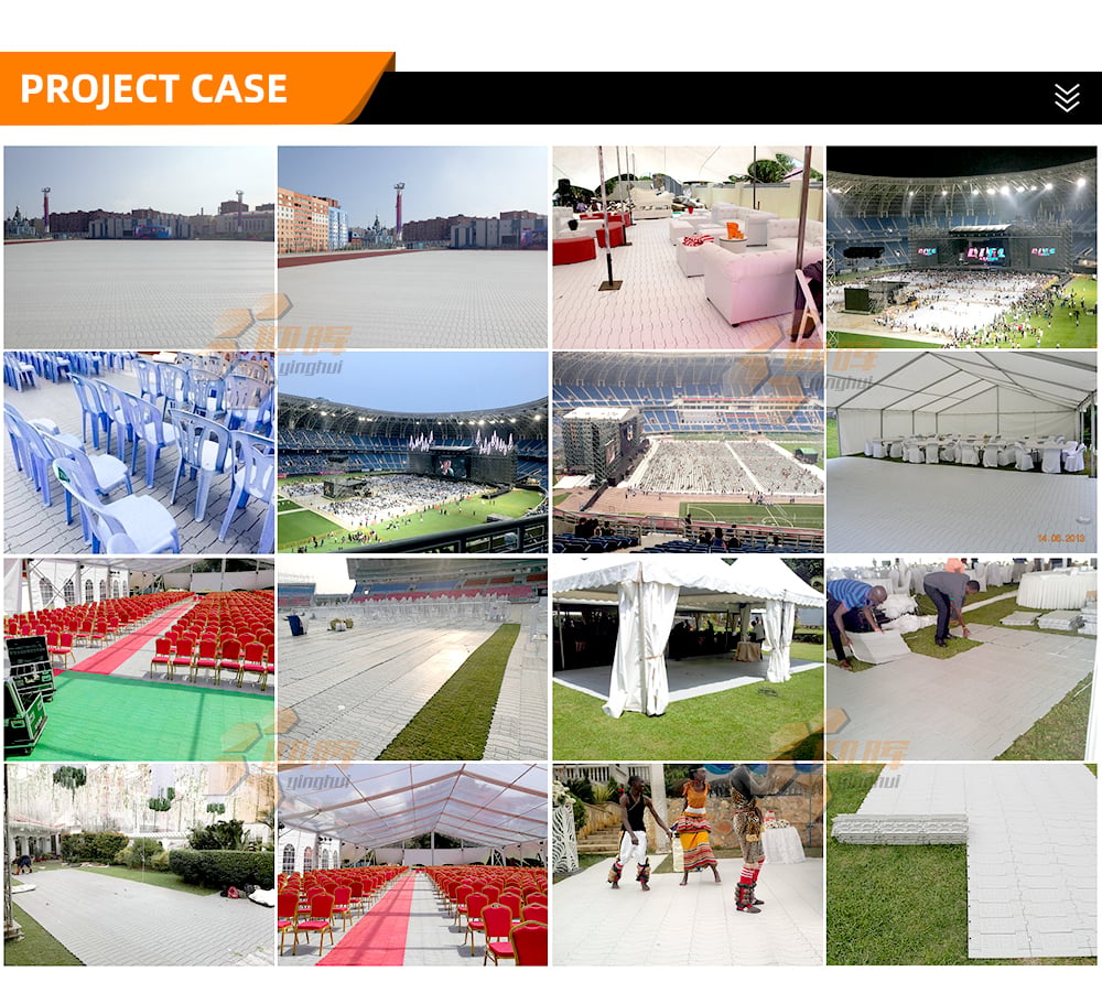 T-02 Indoor outdoor temporary portable interlocking turf protection event flooring pp plastic trade show flooring factory