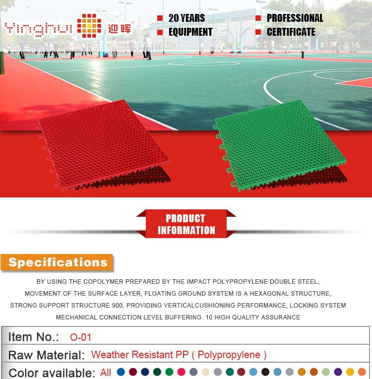 O-04 Suspended Modular Interlock Multi Purpose Waterproof New Pp Plastic Outdoor Sport Court Futsal Flooring factory