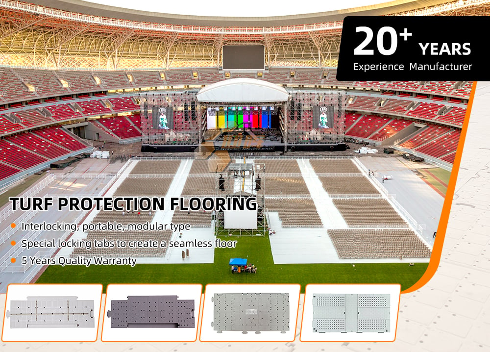 T-01 Portable interlocking plastic stadium concert stage covering temporary event flooring for tent supplier