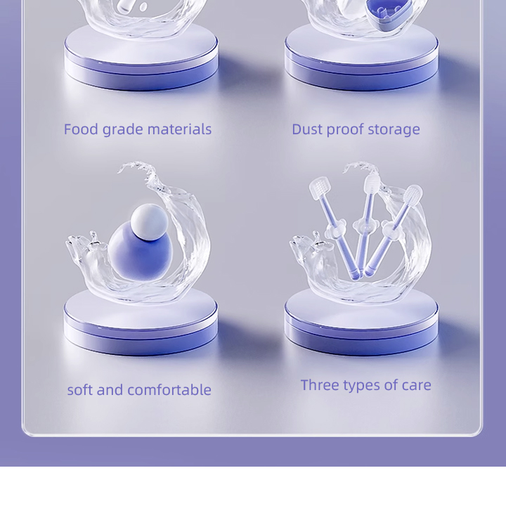 High Quality 3 Pack BPA-Free Silicone Baby Toothbrush Set Soft Bristle Oral Cleaner with Tongue Coat Wholesale factory