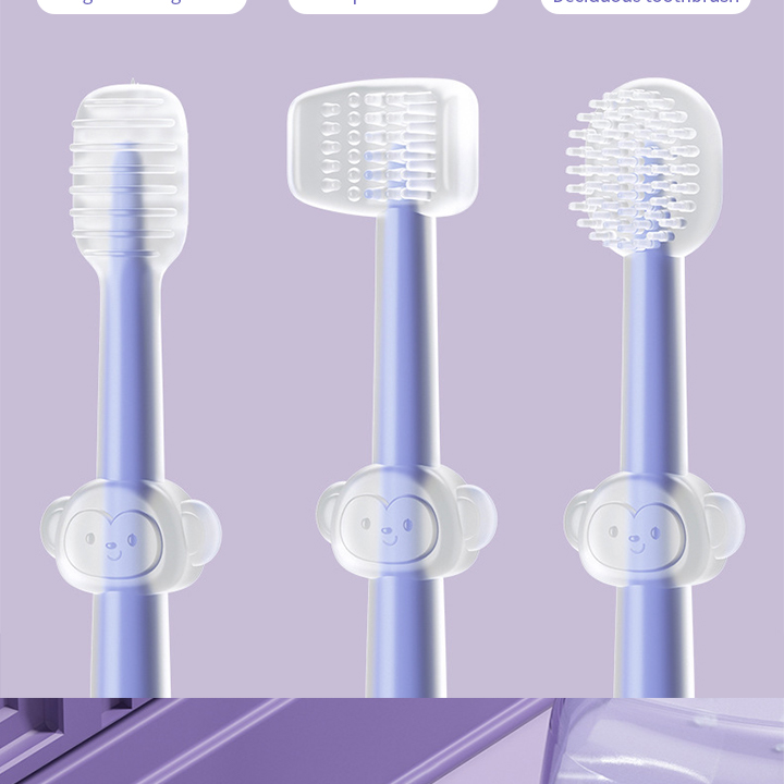 High Quality 3 Pack BPA-Free Silicone Baby Toothbrush Set Soft Bristle Oral Cleaner with Tongue Coat Wholesale factory