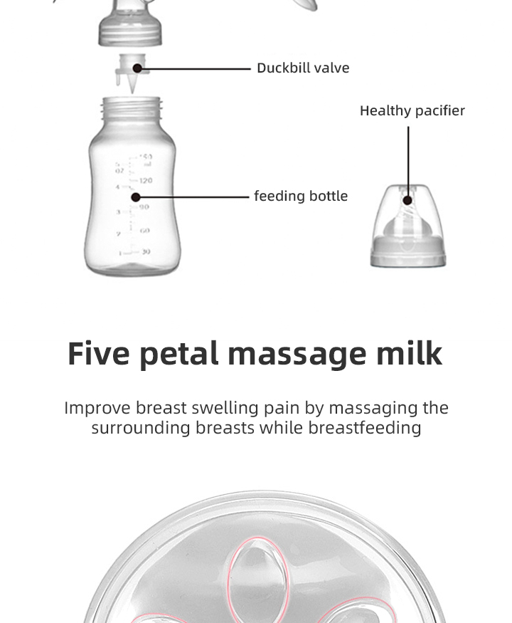Factory Price Eco-friendly Manual Breast Pump with Packaging Box BPA Free Silicone Hand Breast Pump for Baby Breast Feeding factory
