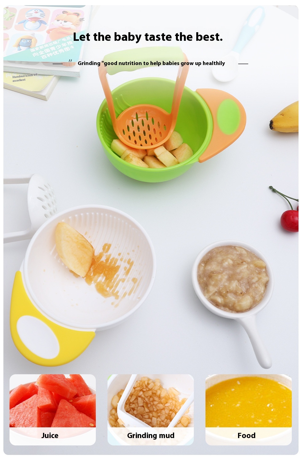 Two-Piece Manual Baby Food Grinder Set Complementary Grinding Bowl for Fruits and Puree for Children's Conditioner supplier