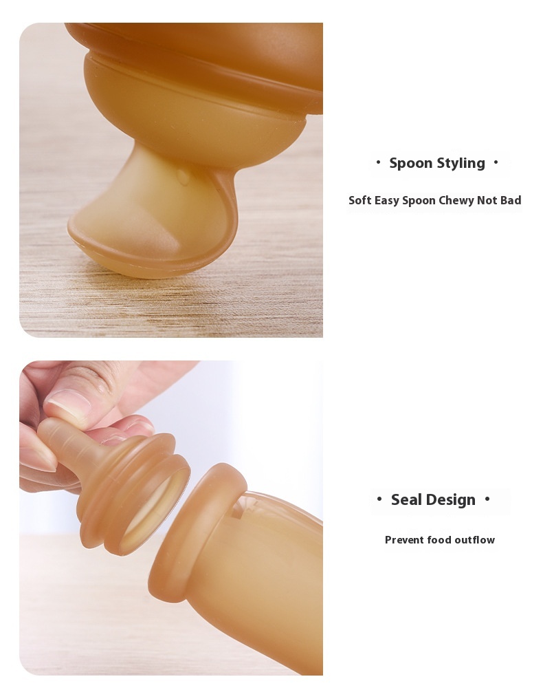 BPA Free Baby Food Supplement Spoon Rice Paste and Flour Squeezer Newborn Silicone Bottle Feeding Tool manufacture