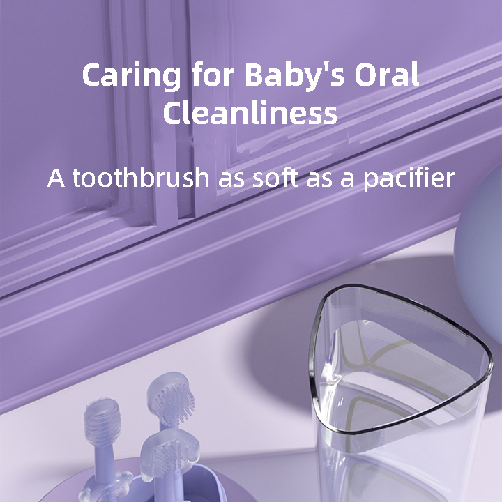 High Quality 3 Pack BPA-Free Silicone Baby Toothbrush Set Soft Bristle Oral Cleaner with Tongue Coat Wholesale details