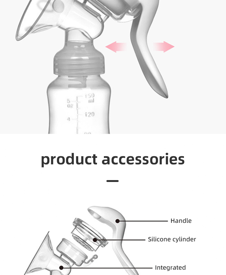 Factory Price Eco-friendly Manual Breast Pump with Packaging Box BPA Free Silicone Hand Breast Pump for Baby Breast Feeding details
