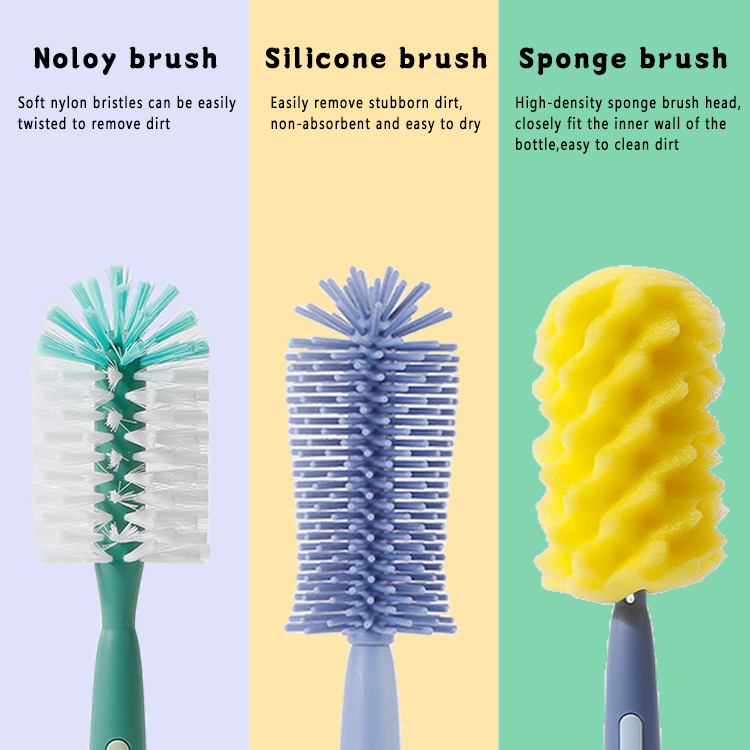 3-in-1 Cute Rabbit Bunny Silicone Handle BPA-Free Pacifier Bottle Brush Set for Baby for 0-12 Months details