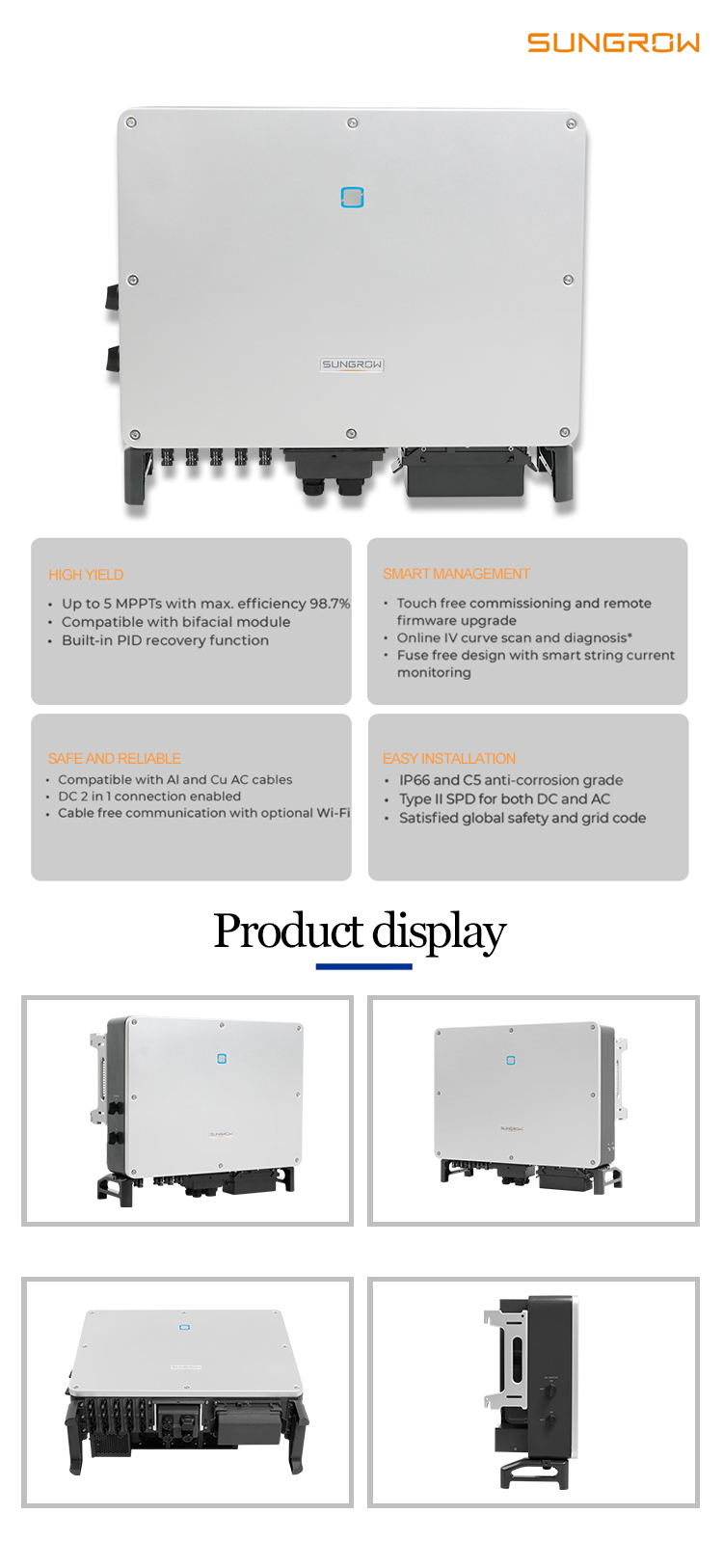 On Grid Multi-MPPT String Solar Inverter details