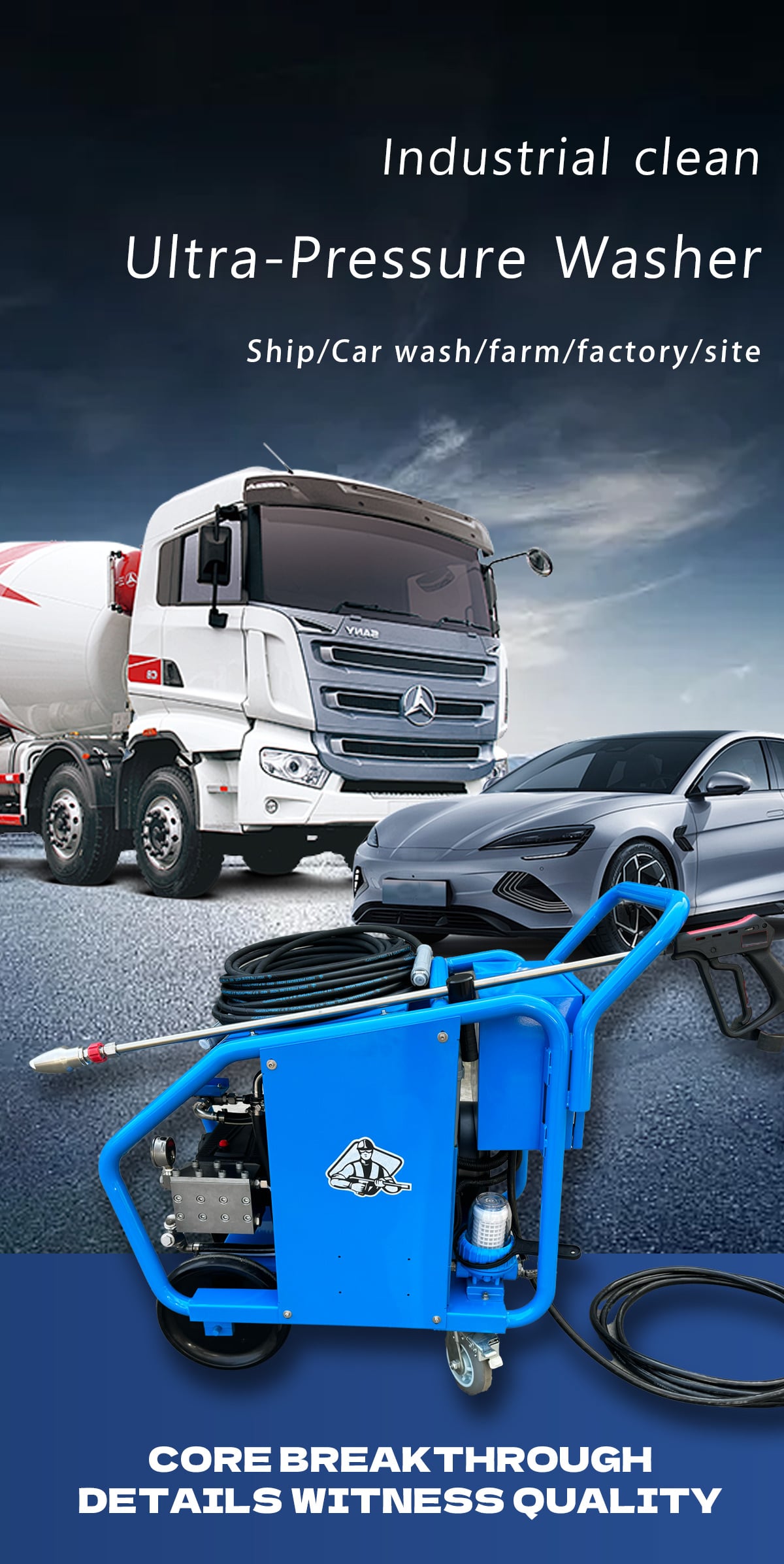 18KW 7250Psi 500Bar 18Lpm 440V/60HZ Hot Selling Rate Cleaning Machine Heavy-Duty Ship Deck Electric Pressure Washer factory