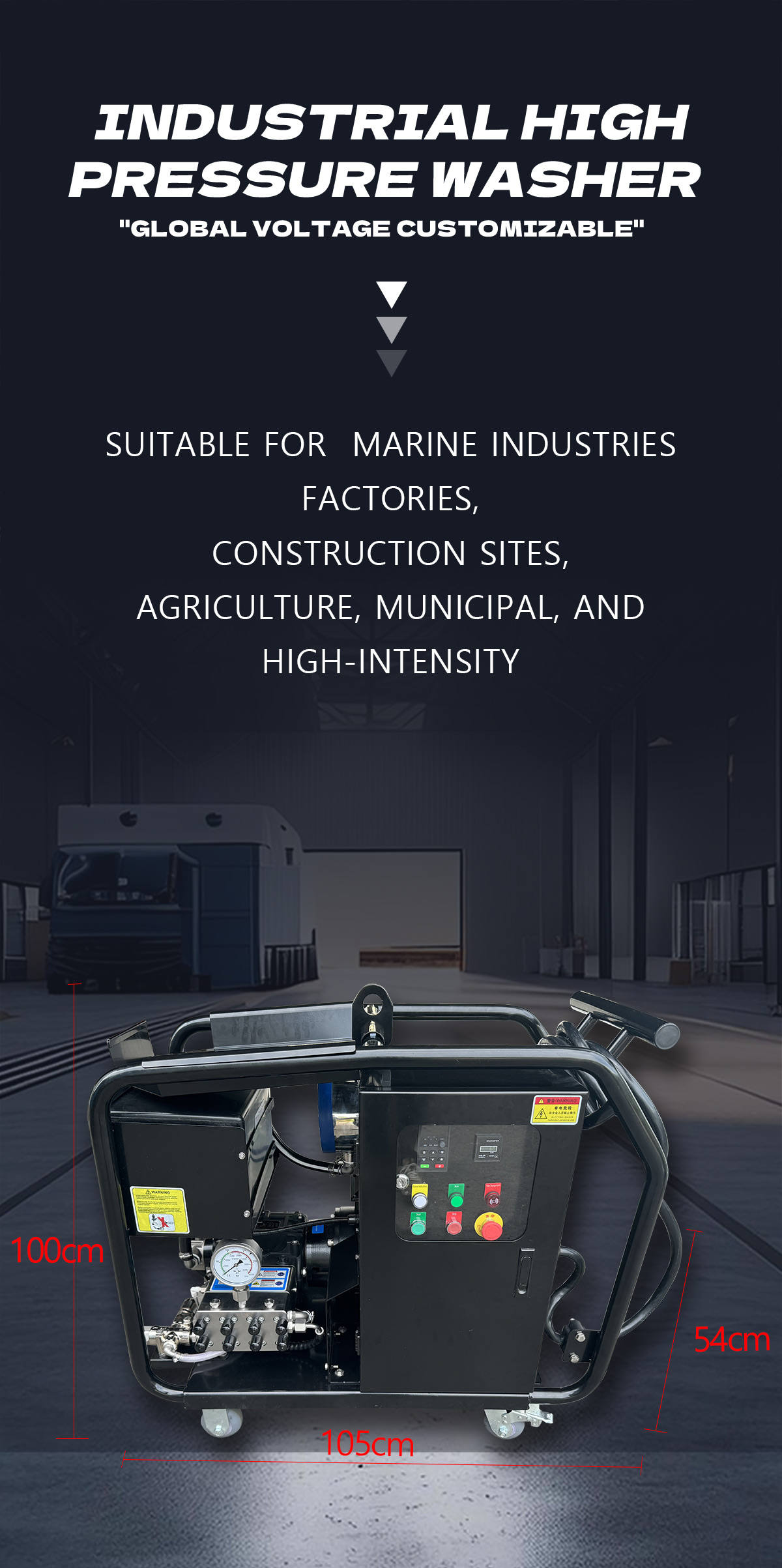 60hz 36kw 14500psi 1000bar 18lpm commercial buildings washing industrial high pressure washer remove rust deburring-2