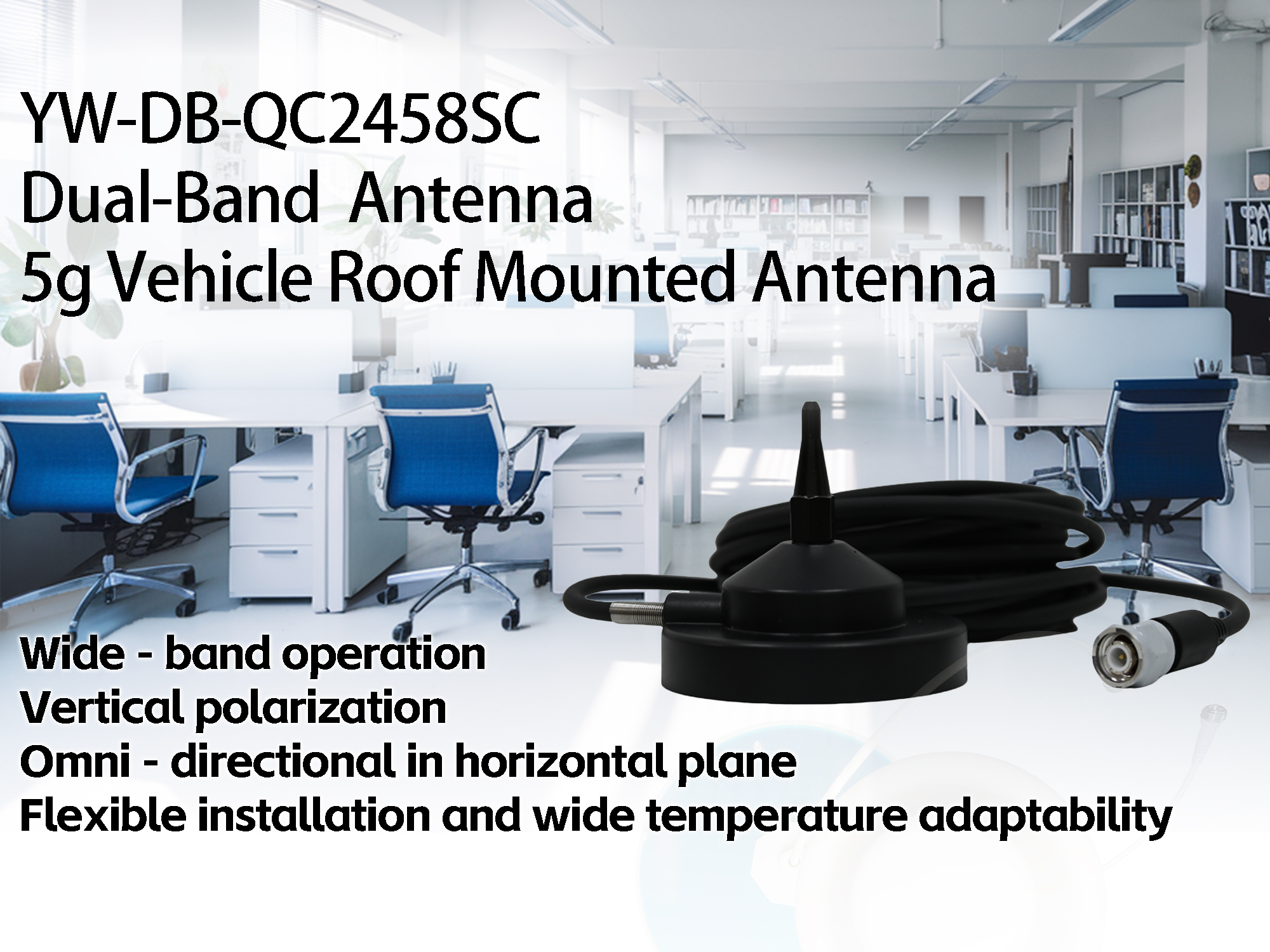 Dual-Band Vehicle Roof Mounted Antenna 2400-2500MHz & 5150-5850MHz Frequencies Vertical Polarization for General GPS & GNSS 5G manufacture