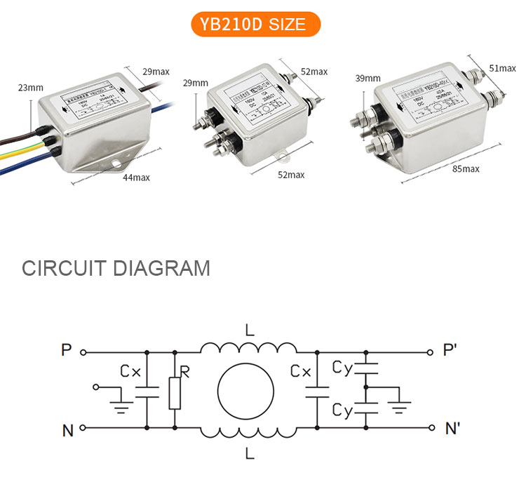 160 VDC Single Stage Three Line Power EMI Filter CE FCC for UL ROHS Compliant LV Products details