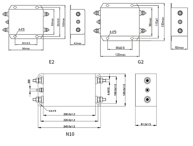 160 VDC Single Stage Three Line Power EMI Filter CE FCC for UL ROHS Compliant LV Products details