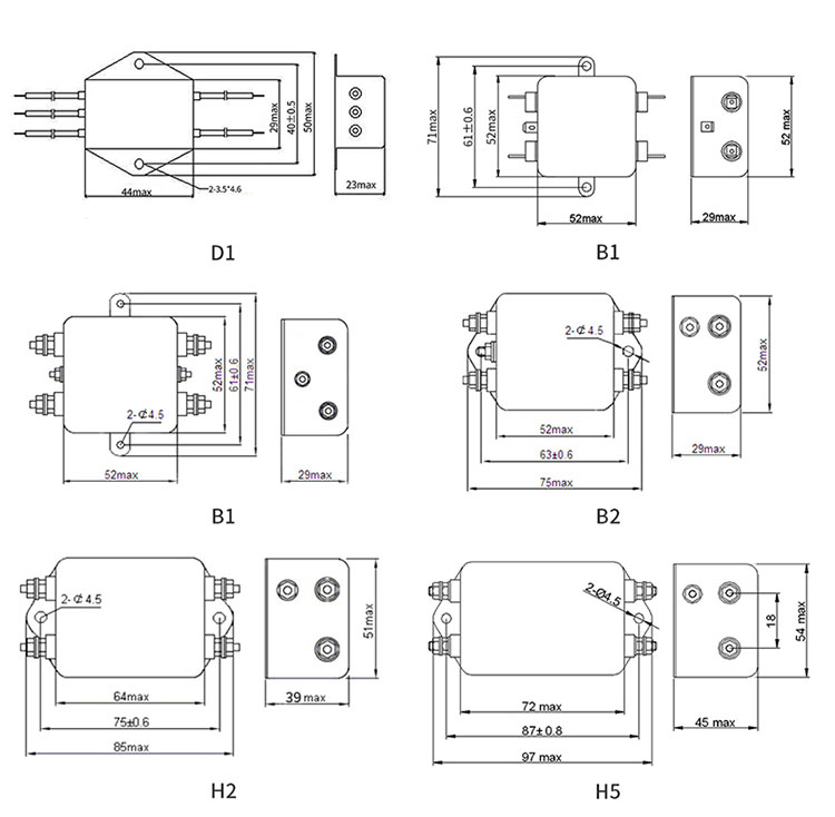 160 VDC Single Stage Three Line Power EMI Filter CE FCC for UL ROHS Compliant LV Products manufacture