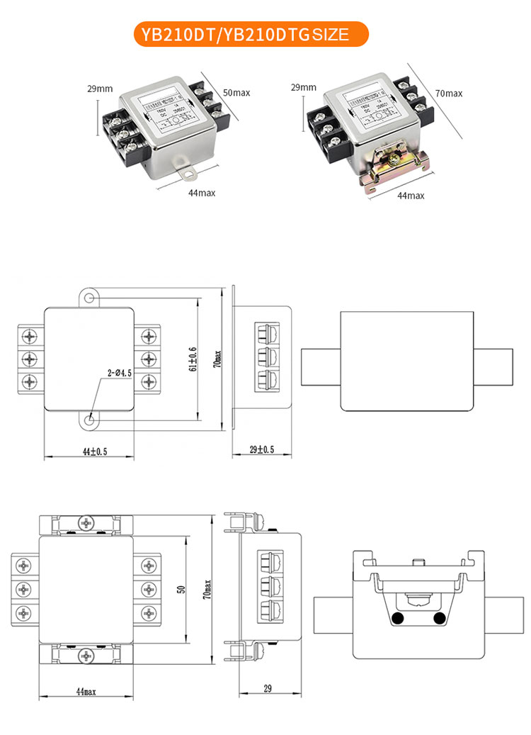 Single-Stage 1A/3A/6A/10A/20A/30A DC Terminal Rail Power Filter Single-Phase LV Products manufacture
