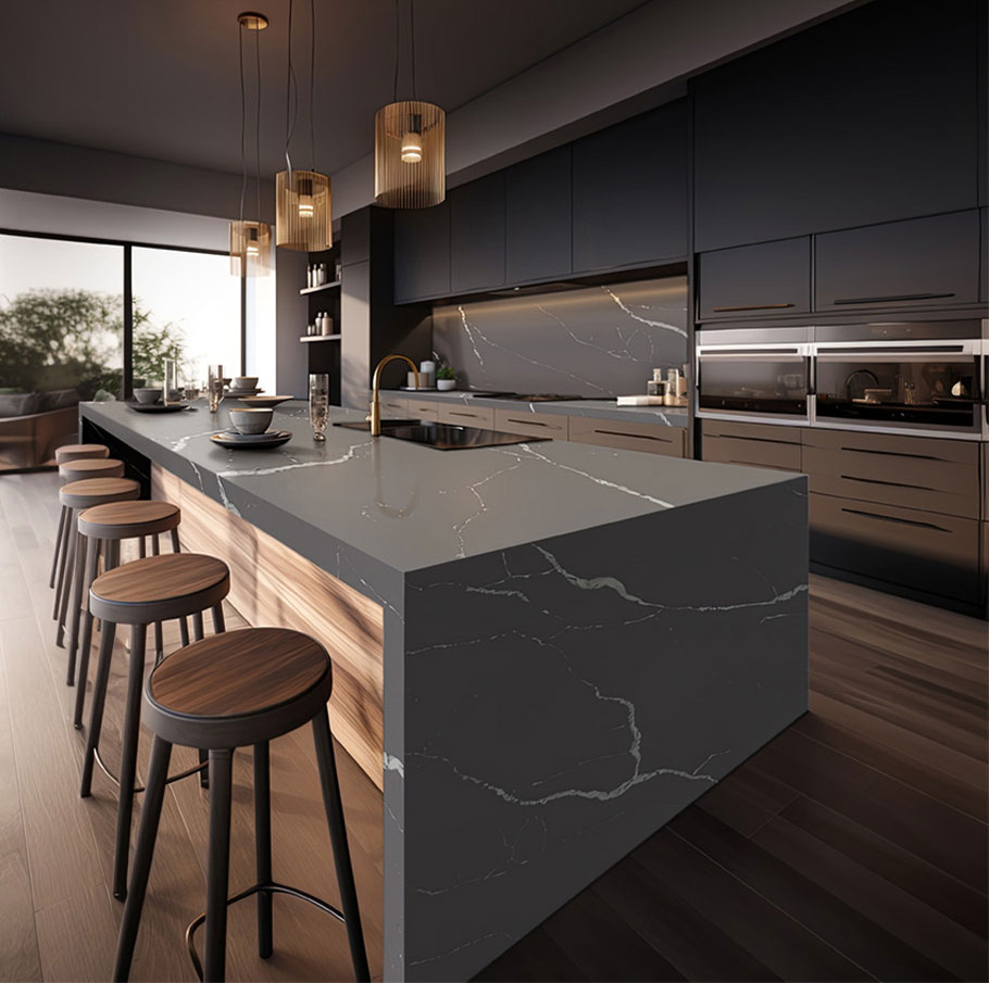 YDSTONE Modern Design Durable Artificial Stone Quartz Slab for Kitchen Countertops manufacture