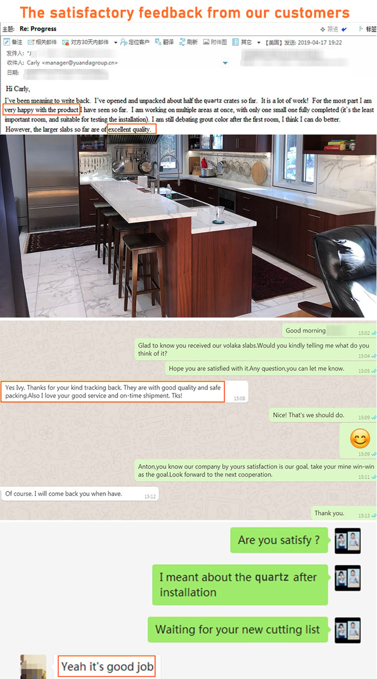 YDSTONE Modern Design Artificial Quartz Countertops Calacatta Polished Surface Engineered Quartz Slabs for Dining Application details